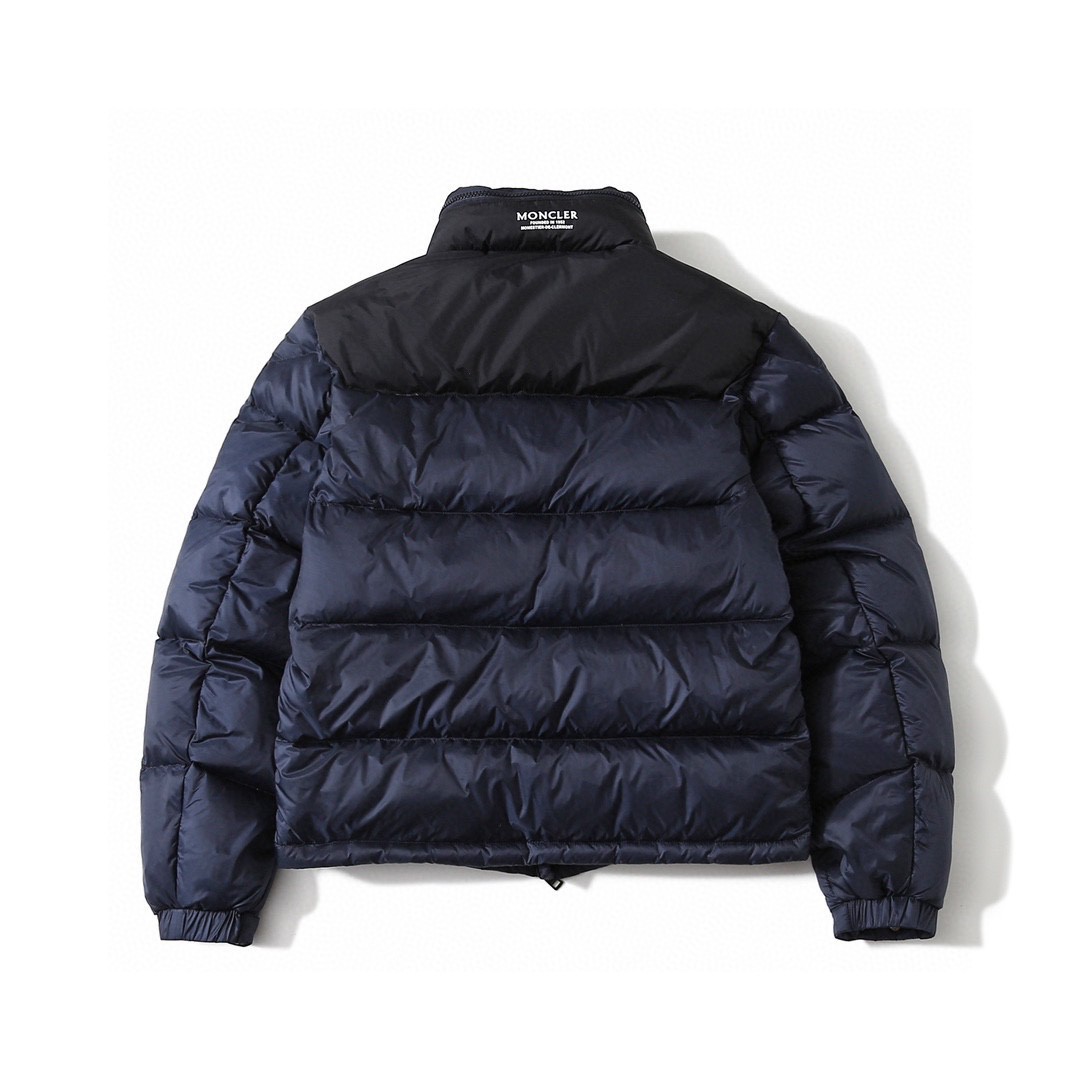 Moncler 蒙口 logo贴标拼接拉链羽绒服 保暖 外套 深蓝色 H20911A001475967G776