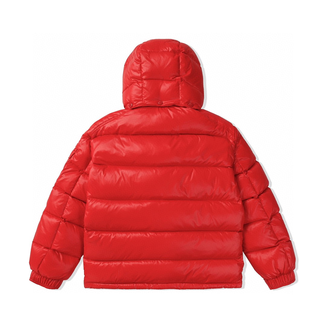 Moncler 蒙口 纯色袖子口袋徽标拉链羽绒服 保暖 外套 红色 