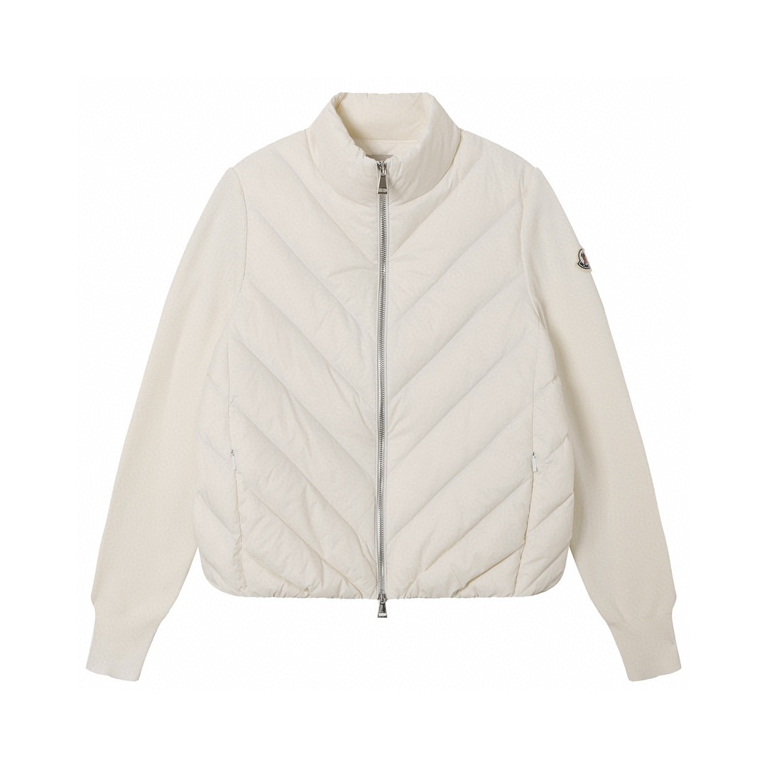 Moncler 蒙口 斜纹针织拼接立领羽绒服 夹克 保暖 外套 白色 9B00012M1131030
