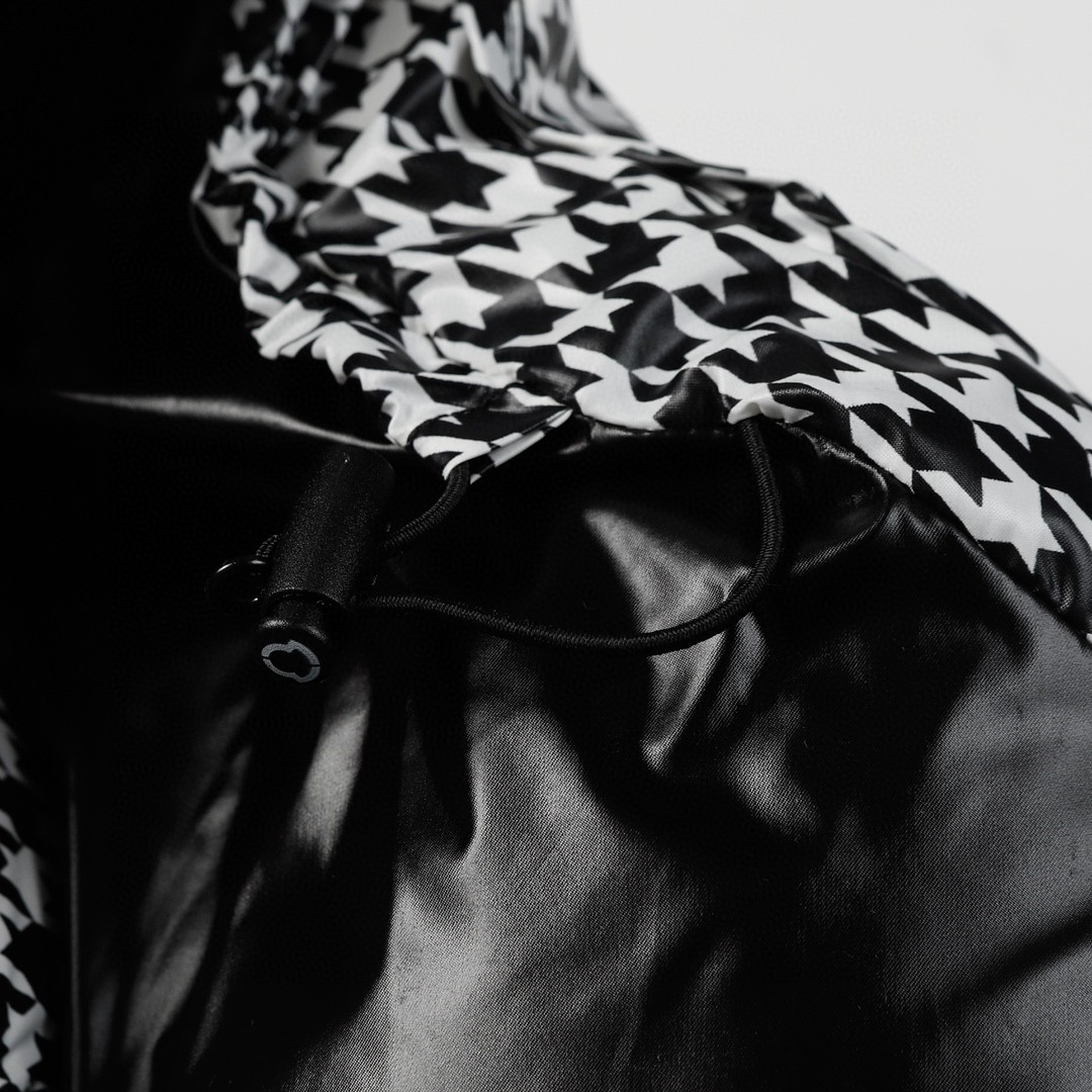 Moncler 蒙口 FRGMT 藤原浩 联名款 千格鸟拉链连帽羽绒服 保暖 外套 黑白 I209U1A00019M3078032 