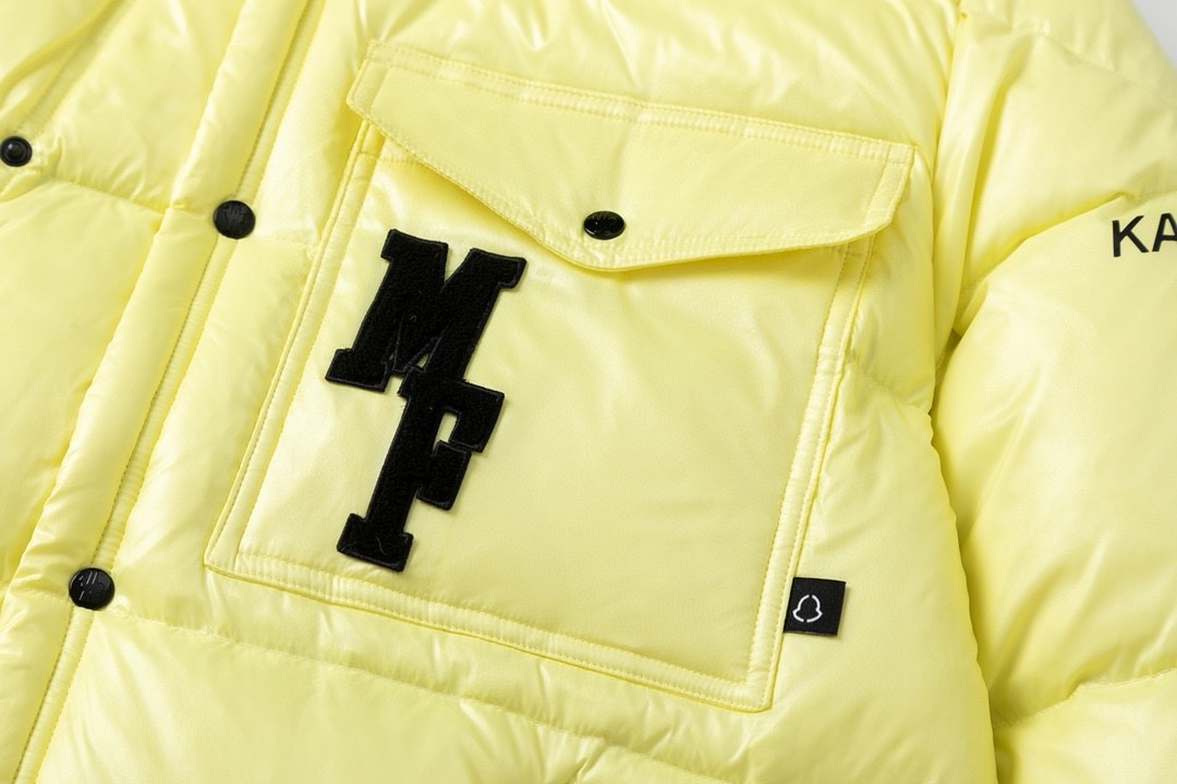 Moncler 蒙口 FRGMT 藤原浩 联名款 大口袋字母Logo羽绒服 保暖 外套 黄色 I209U1A00019M3078110