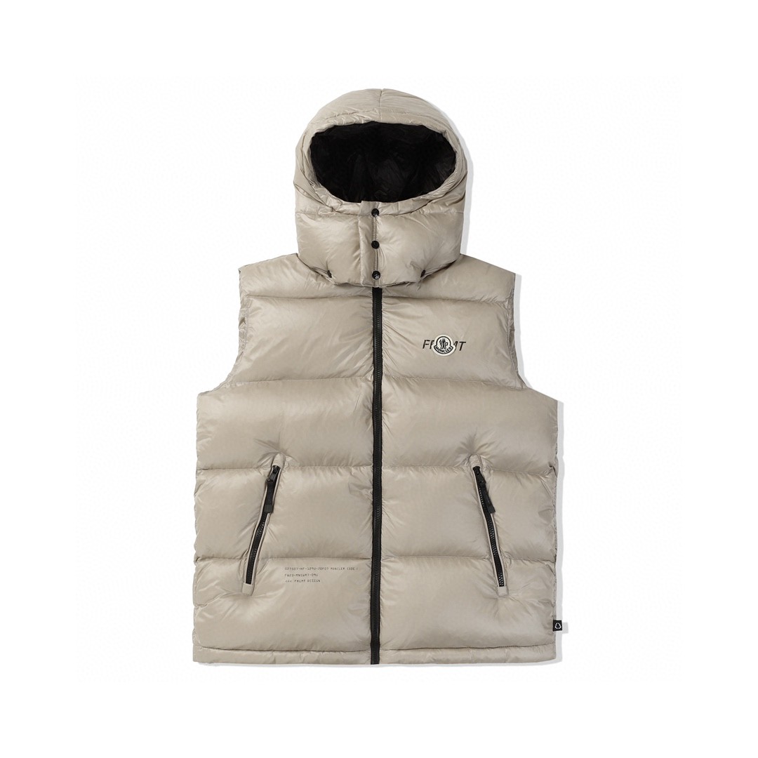 Moncler 蒙口 FRGMT 藤原浩 联名款 字母Logo连帽拉链羽绒服 马甲 保暖 外套 棕色 I209U1A00009M3078208