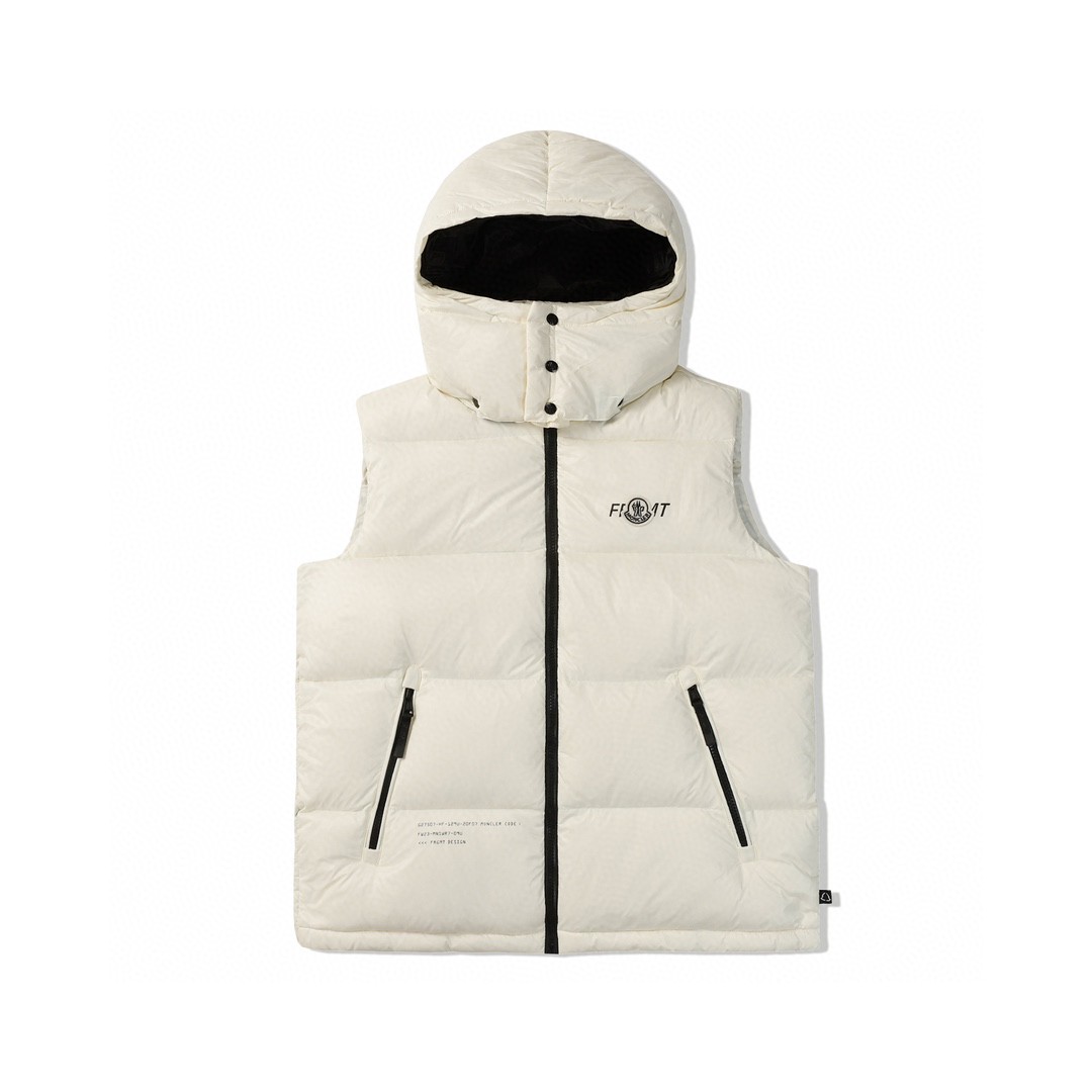 Moncler 蒙口 FRGMT 藤原浩 联名款 字母Logo连帽拉链羽绒服 马甲 保暖 外套 白色 I209U1A00009M3078032