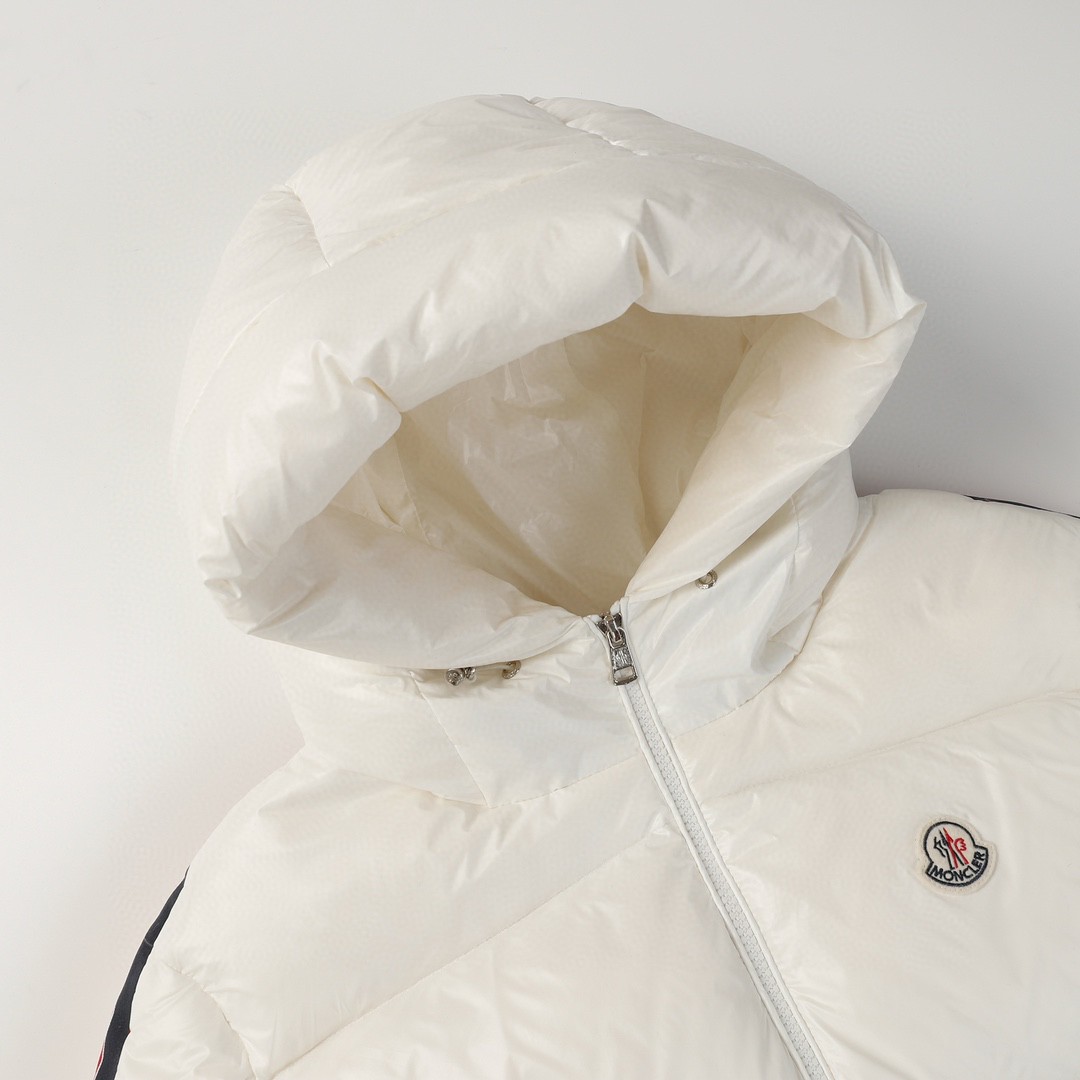 Moncler 蒙口 Dincer 侧边条纹饰带珩缝连帽羽绒服 保暖 外套 白色 1A0009068950032