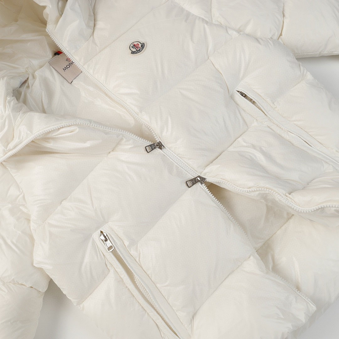 Moncler 蒙口 Dincer 侧边条纹饰带珩缝连帽羽绒服 保暖 外套 白色 1A0009068950032