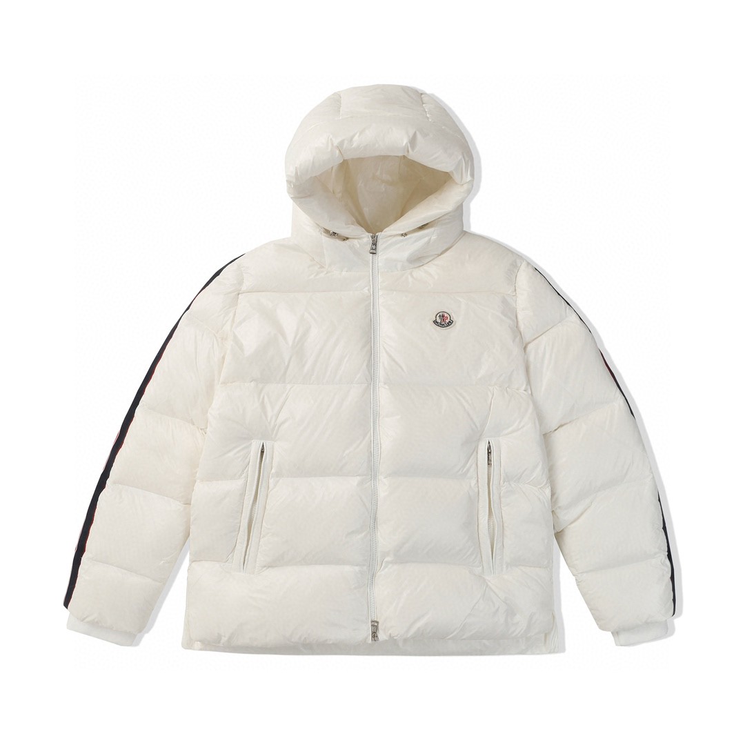 Moncler 蒙口 Dincer 侧边条纹饰带珩缝连帽羽绒服 保暖 外套 白色 1A0009068950032