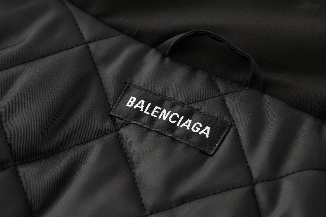 Balenciaga 巴黎世家 纯色字母双环印花 夹克 棉服 外套 长袖 保暖 黑色