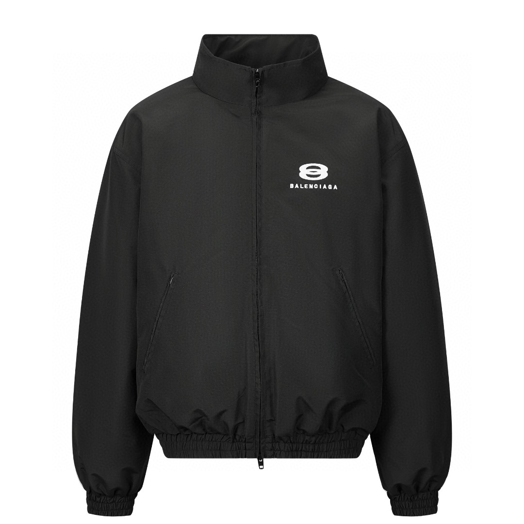 Balenciaga 巴黎世家 纯色字母双环印花 夹克 棉服 外套 长袖 保暖 黑色