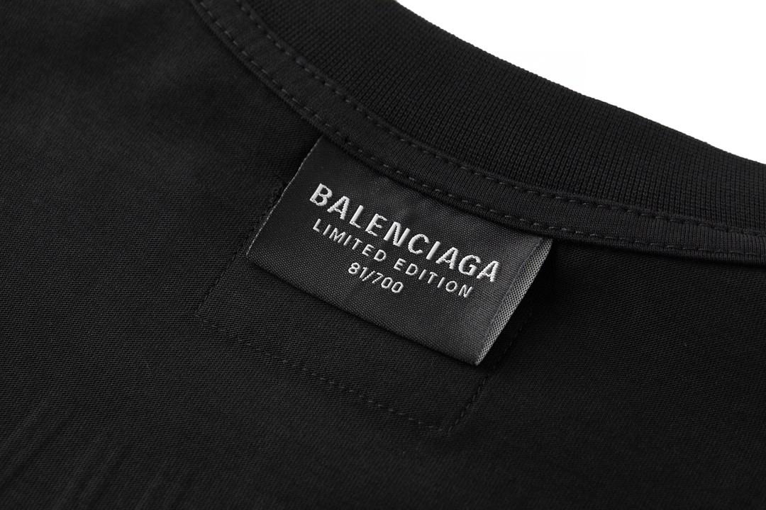 Balenciaga 巴黎世家 爆裂音乐限定 字母logo印花 短袖 T恤 圆领 夏季 男女同款 黑色 739028TQVA11569