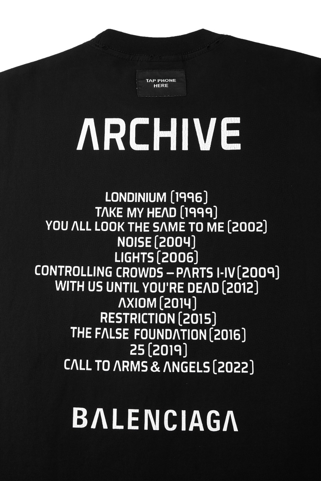 Balenciaga 巴黎世家 爆裂音乐限定 字母logo印花 短袖 T恤 圆领 夏季 男女同款 黑色 739028TQVA11569