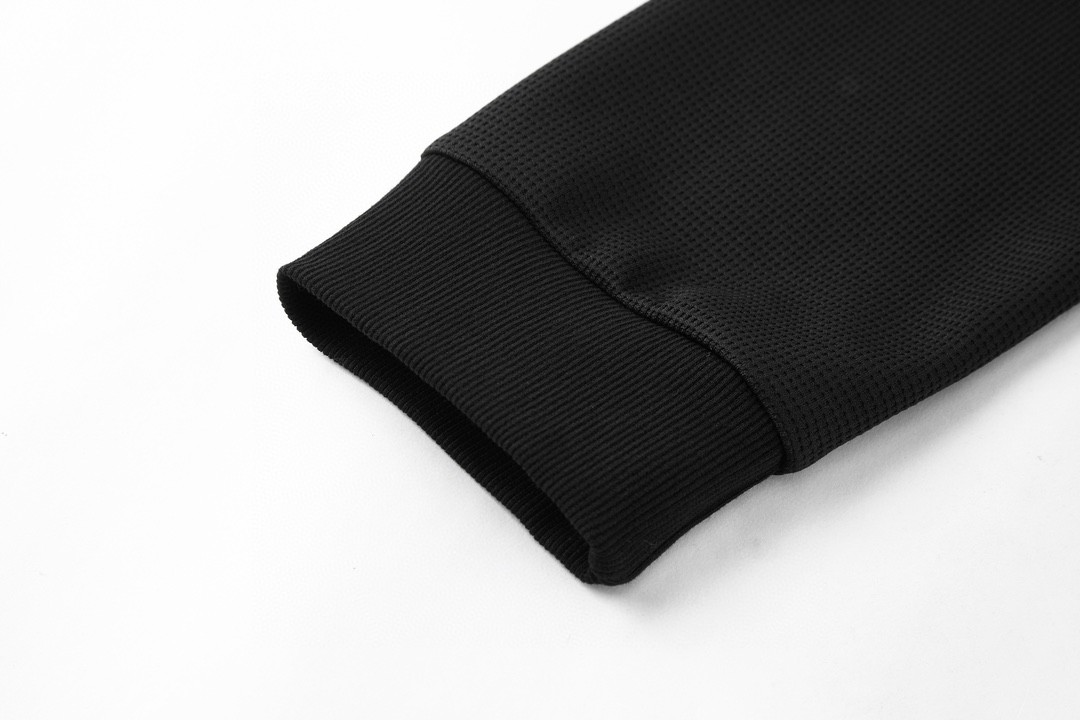 PRADA 普拉达 半拉链华夫格徽标卫衣 长袖 圆领 套头 秋冬卫衣 男女同款 黑色 