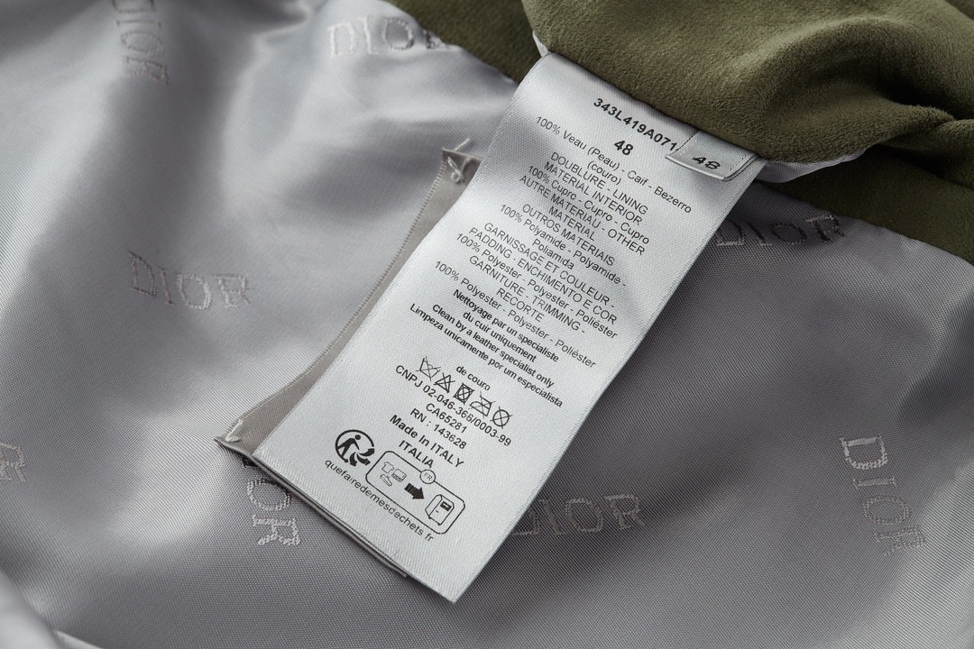 DIOR 迪奥 麂皮拼接棉服拉链夹克 棉服 外套 长袖 秋冬款 绿色 