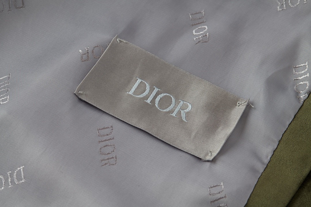 DIOR 迪奥 麂皮拼接棉服拉链夹克 棉服 外套 长袖 秋冬款 绿色 