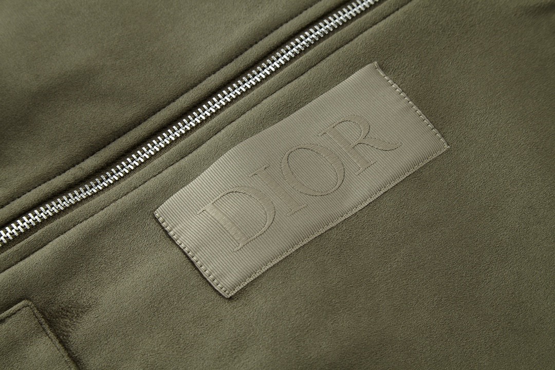 DIOR 迪奥 麂皮拼接棉服拉链夹克 棉服 外套 长袖 秋冬款 绿色 