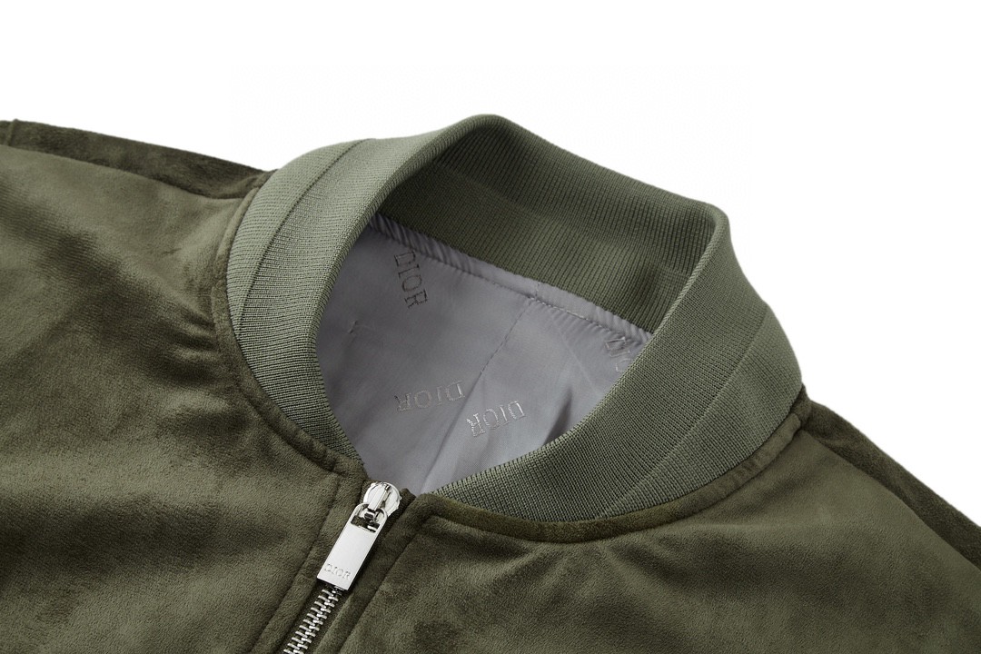 DIOR 迪奥 麂皮拼接棉服拉链夹克 棉服 外套 长袖 秋冬款 绿色 