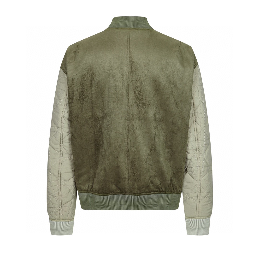 DIOR 迪奥 麂皮拼接棉服拉链夹克 棉服 外套 长袖 秋冬款 绿色 