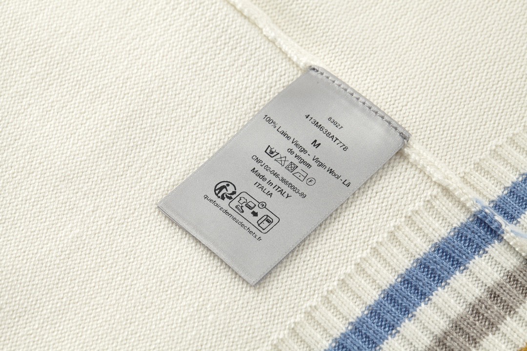 DIOR 迪奥 彩色logo字母圆领毛衣 羊绒衫 套头 白色 413M649AT774-C886