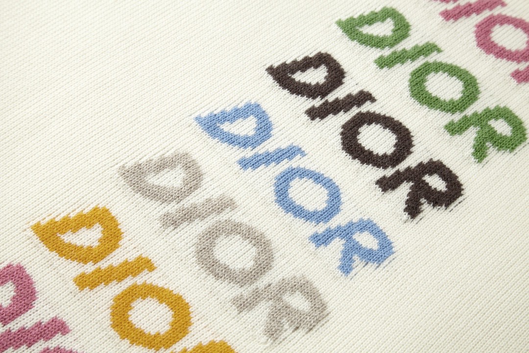 DIOR 迪奥 彩色logo字母圆领毛衣 羊绒衫 套头 白色 413M649AT774-C886