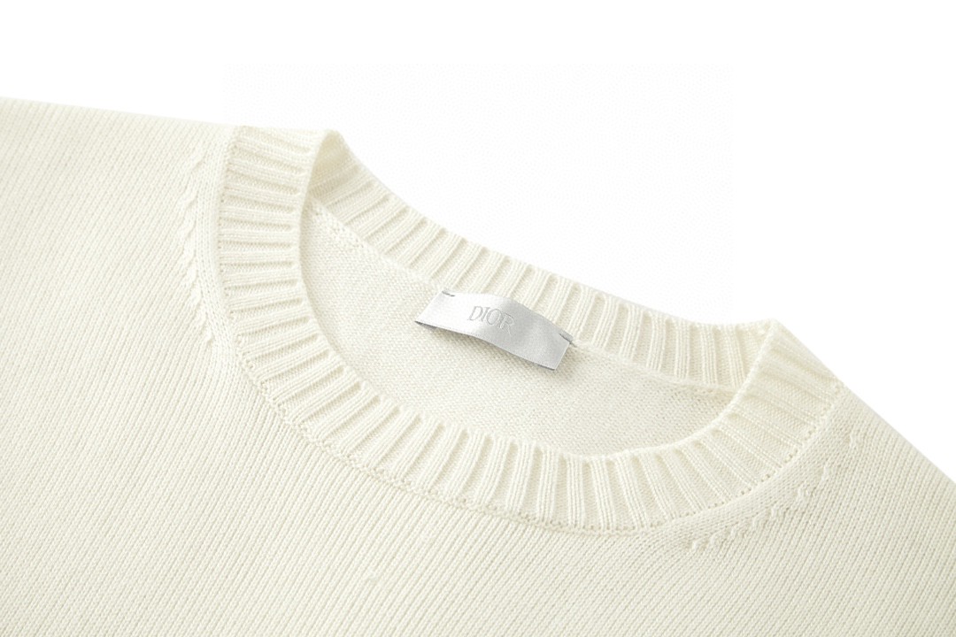 DIOR 迪奥 彩色logo字母圆领毛衣 羊绒衫 套头 白色 413M649AT774-C886