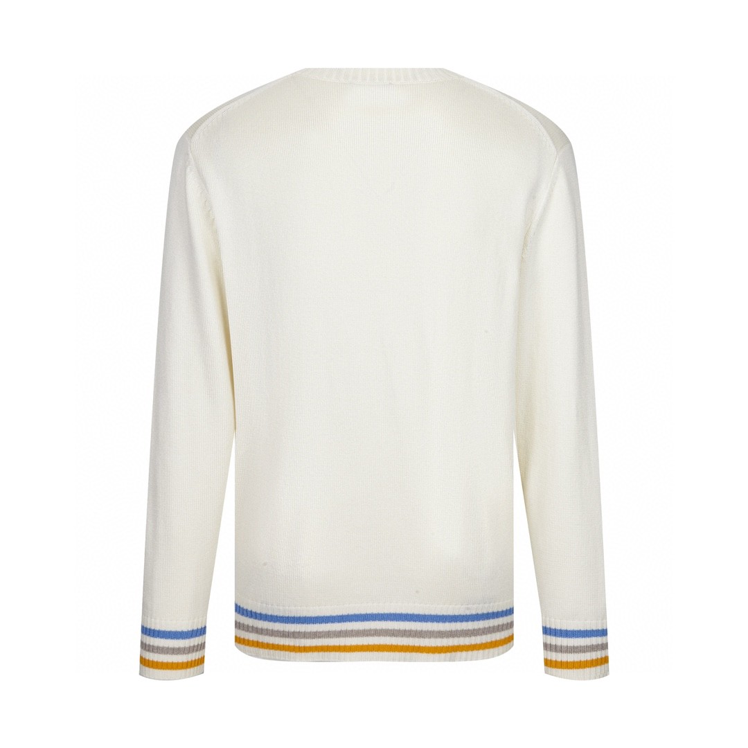 DIOR 迪奥 彩色logo字母圆领毛衣 羊绒衫 套头 白色 413M649AT774-C886