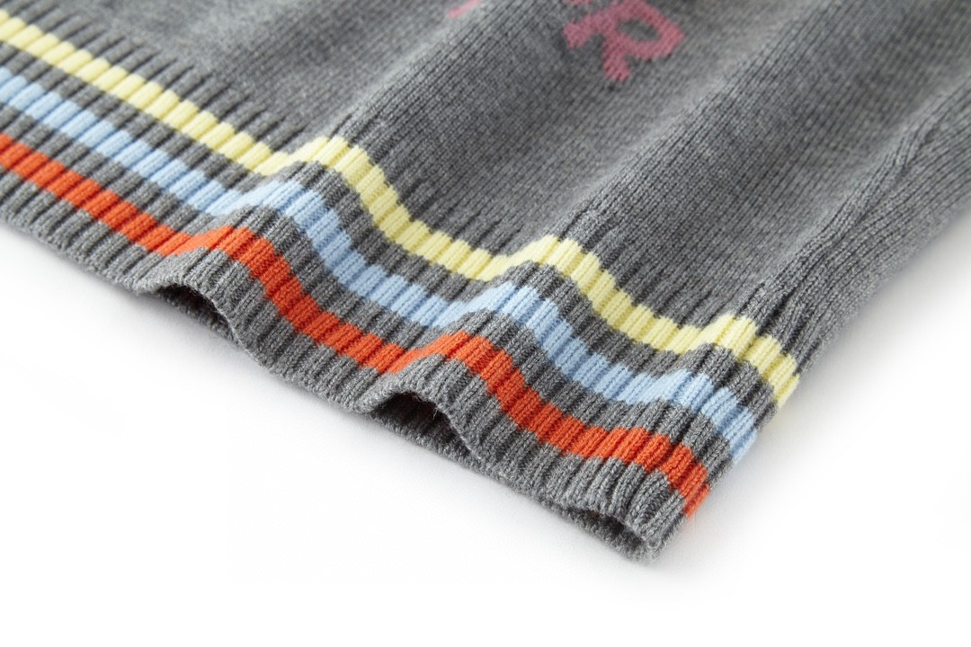 DIOR 迪奥 彩色logo字母圆领毛衣 羊绒衫 套头 灰色 413M649AT774-C886