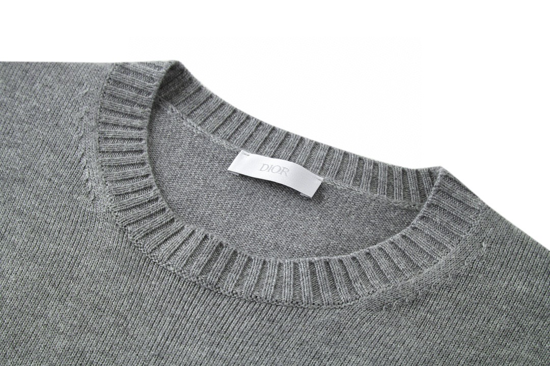 DIOR 迪奥 彩色logo字母圆领毛衣 羊绒衫 套头 灰色 413M649AT774-C886