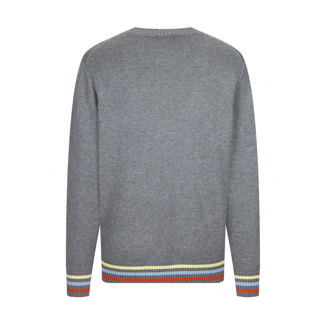 DIOR 迪奥 彩色logo字母圆领毛衣 羊绒衫 套头 灰色 413M649AT774-C886