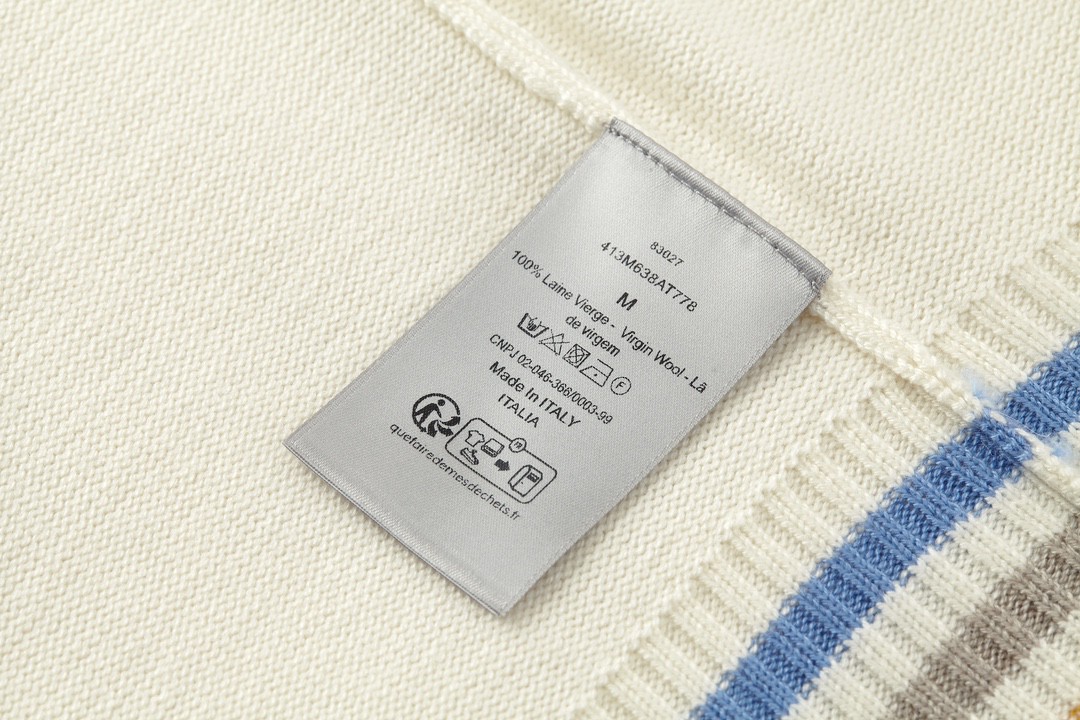 DIOR 迪奥 彩色logo字母V领毛衣 马甲 羊绒衫 套头 白色