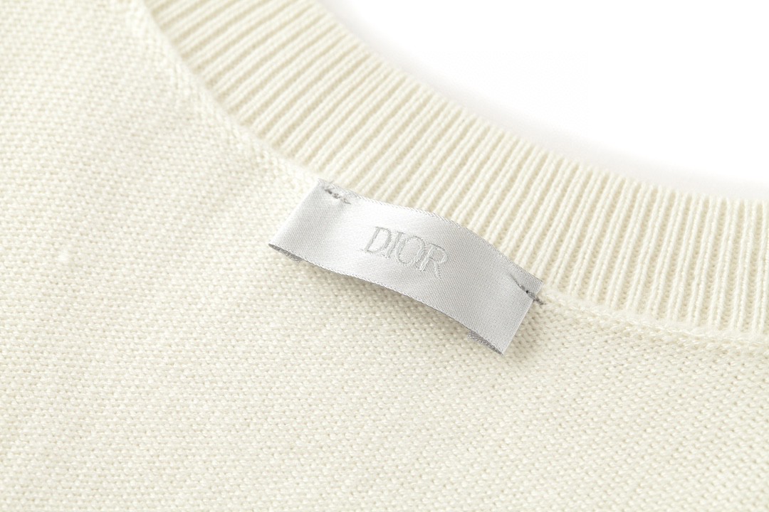 DIOR 迪奥 彩色logo字母V领毛衣 马甲 羊绒衫 套头 白色
