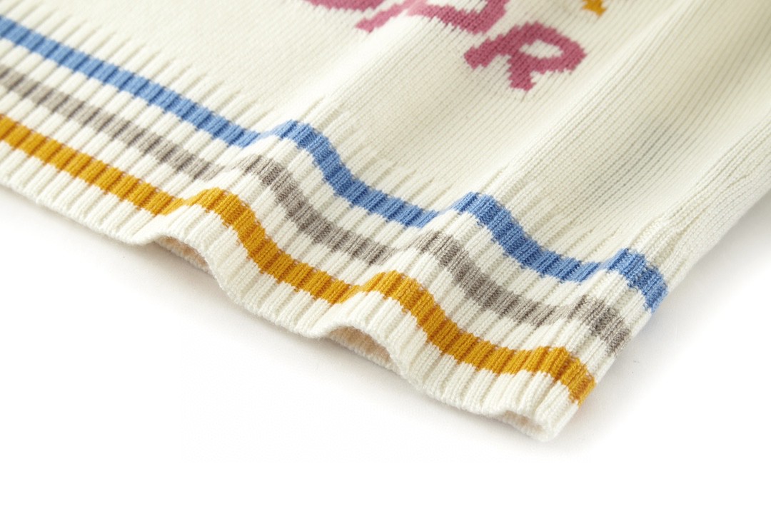 DIOR 迪奥 彩色logo字母V领毛衣 马甲 羊绒衫 套头 白色