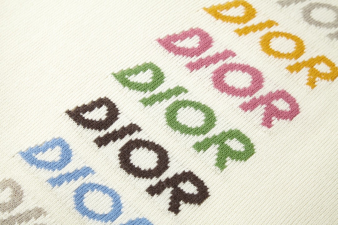 DIOR 迪奥 彩色logo字母V领毛衣 马甲 羊绒衫 套头 白色