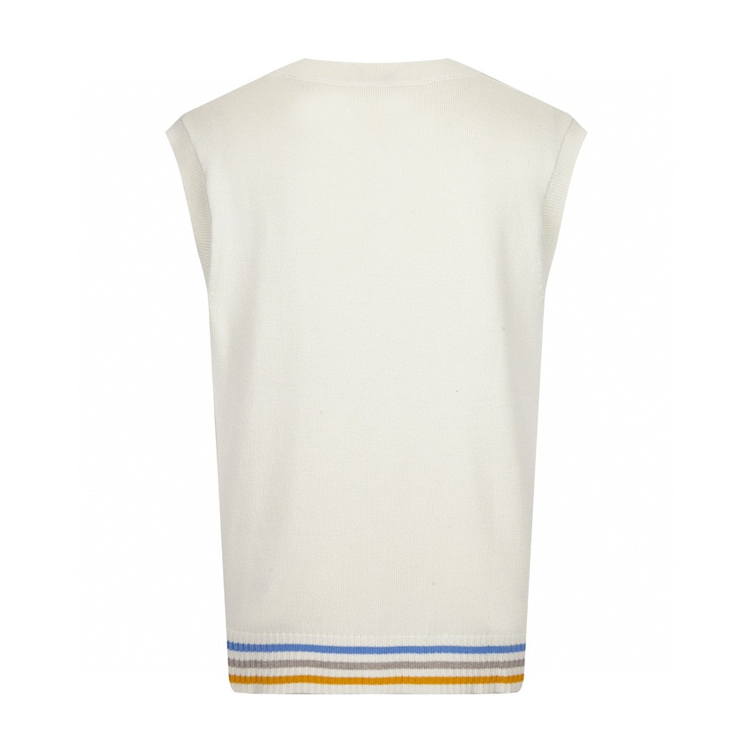 DIOR 迪奥 彩色logo字母V领毛衣 马甲 羊绒衫 套头 白色