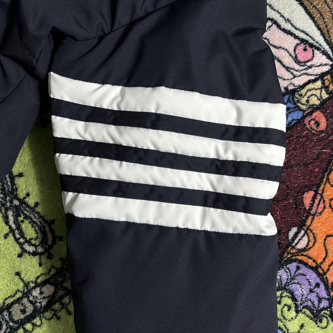 Thom Browne 经典四杠刺绣小钩图案长款羽绒服 长袖 保暖 黑色