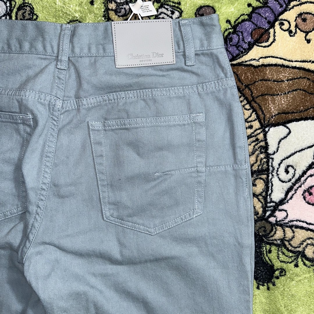DIOR 迪奥 刺绣字母logo牛仔裤 休闲裤 长裤 裤子 蓝色