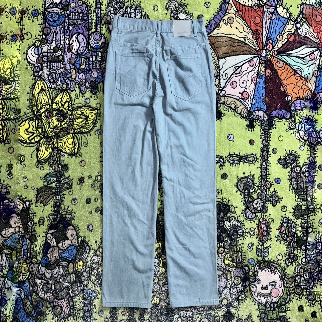 DIOR 迪奥 刺绣字母logo牛仔裤 休闲裤 长裤 裤子 蓝色