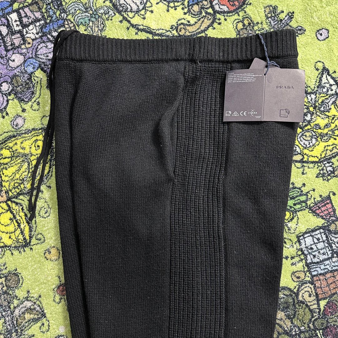 PRADA 普拉达 羊绒针织长裤 休闲裤 裤子 黑色