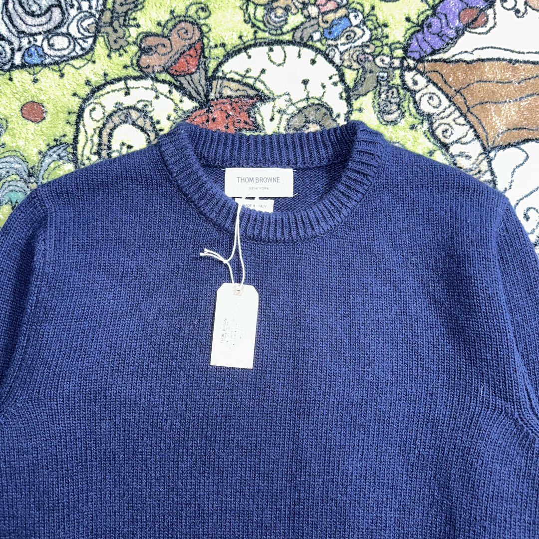 Thom Browne 经典四杠圆领针织衫 套头 毛衣 长袖 秋冬款 藏青色 MKA472A-Y1029-415