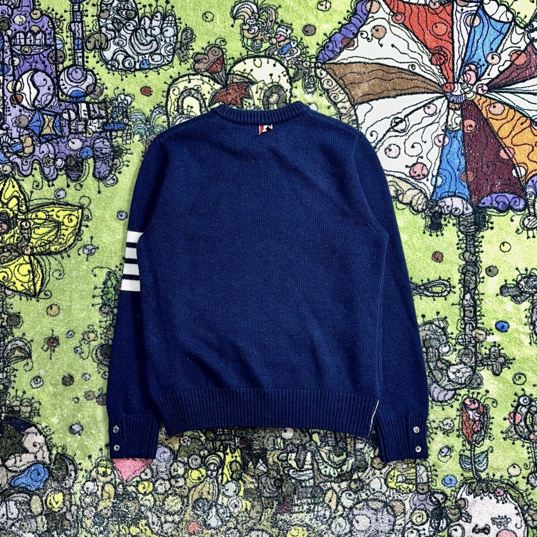Thom Browne 经典四杠圆领针织衫 套头 毛衣 长袖 秋冬款 藏青色 MKA472A-Y1029-415