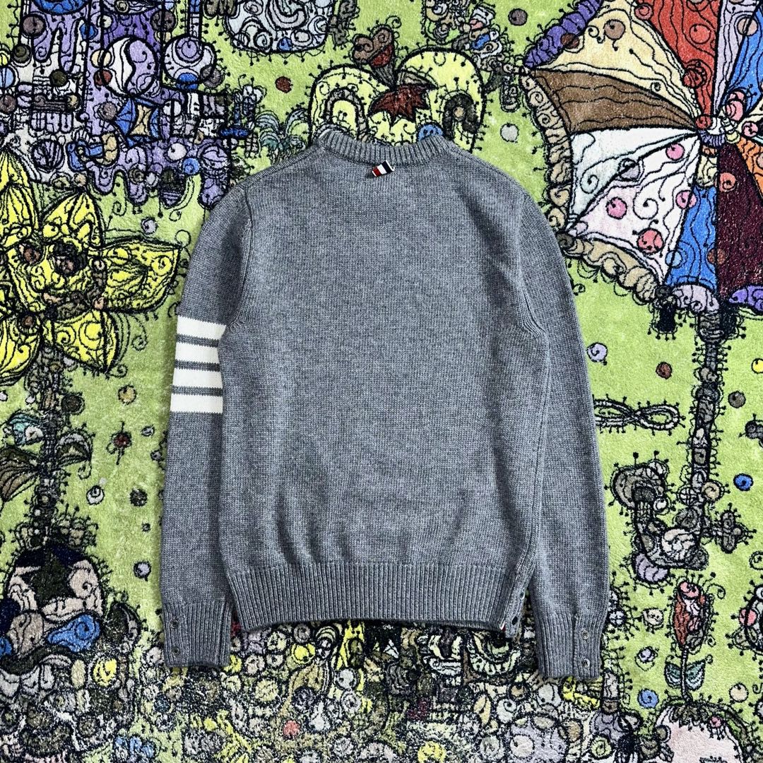 Thom Browne 经典四杠圆领针织衫 套头 毛衣 长袖 秋冬款 灰色 MKA202A-00219-035