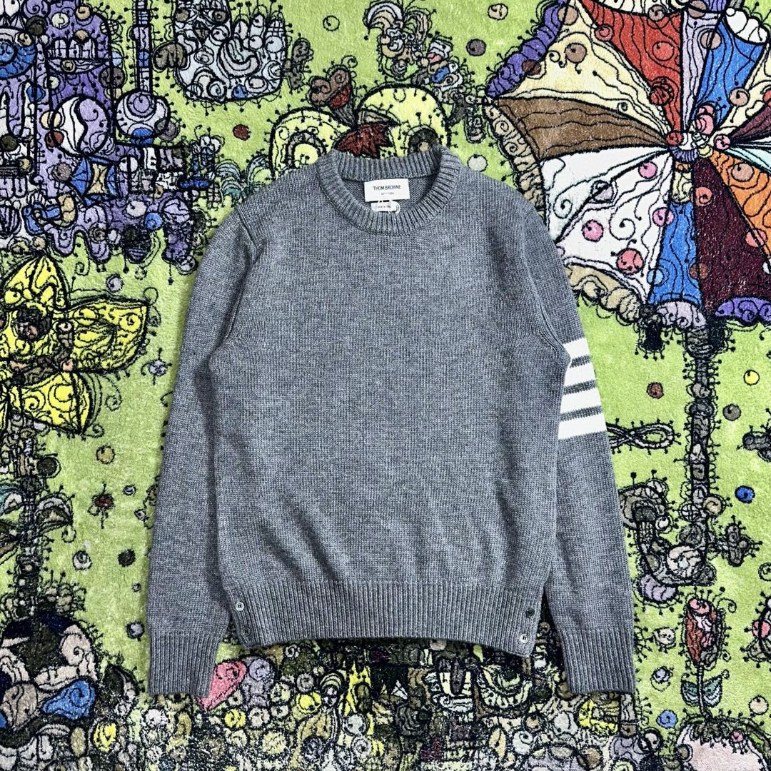 Thom Browne 经典四杠圆领针织衫 套头 毛衣 长袖 秋冬款 灰色 MKA202A-00219-035