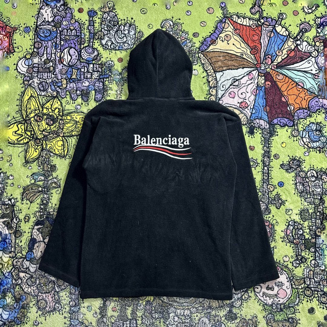 Balenciaga 巴黎世家 字母Logo印花摇粒绒帽衫 卫衣 长袖 秋冬 黑色