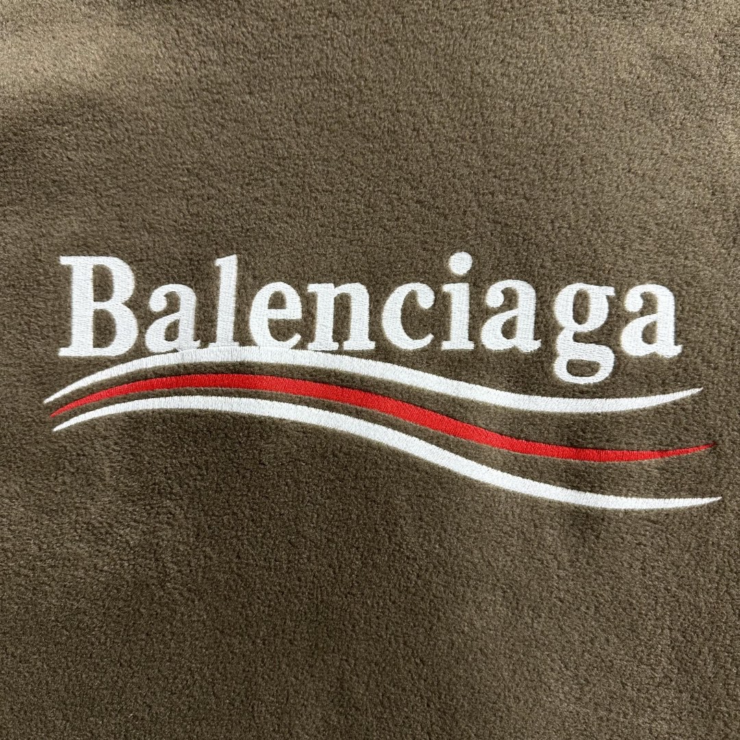 Balenciaga 巴黎世家 字母Logo印花摇粒绒帽衫 卫衣 长袖 秋冬 棕色 