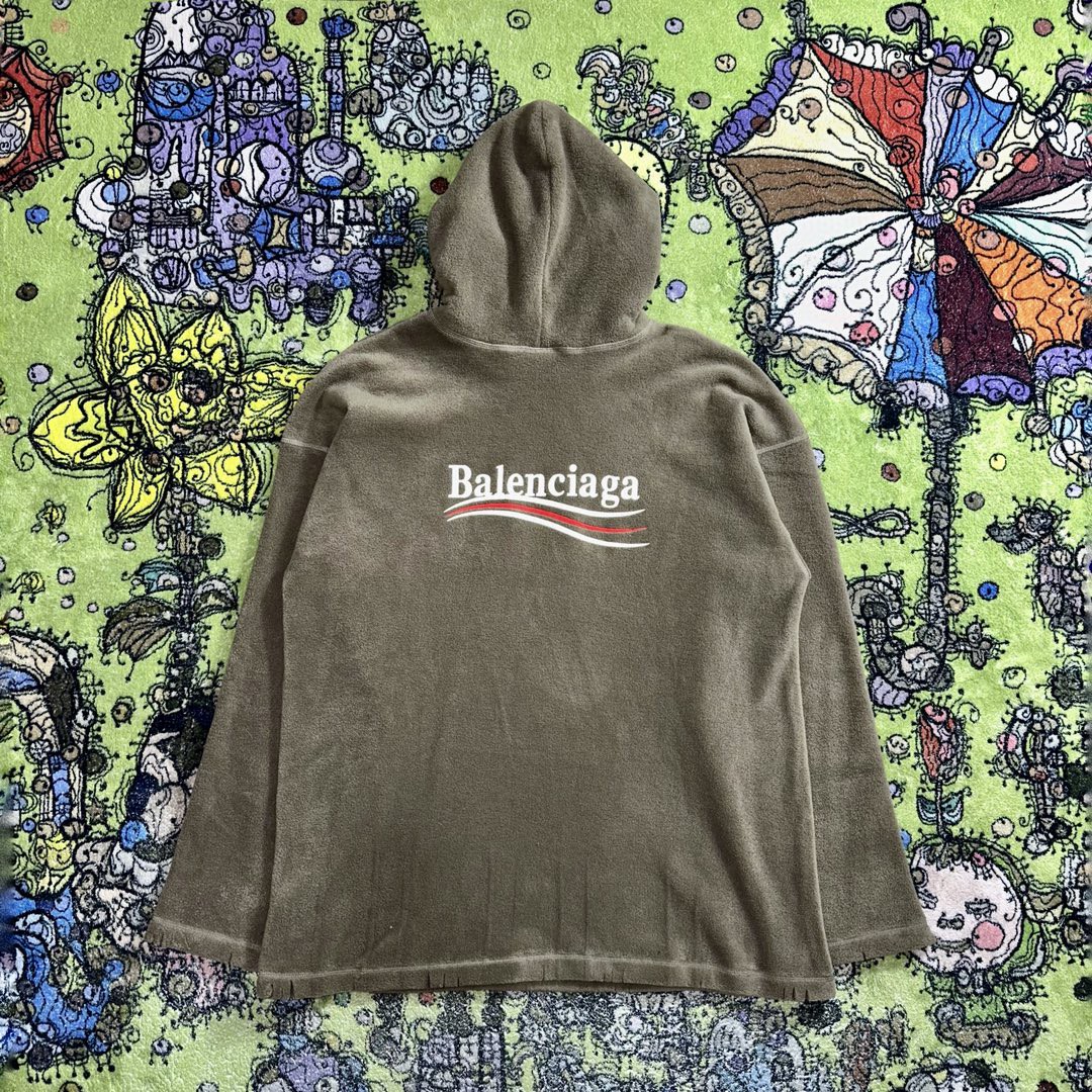 Balenciaga 巴黎世家 字母Logo印花摇粒绒帽衫 卫衣 长袖 秋冬 棕色 