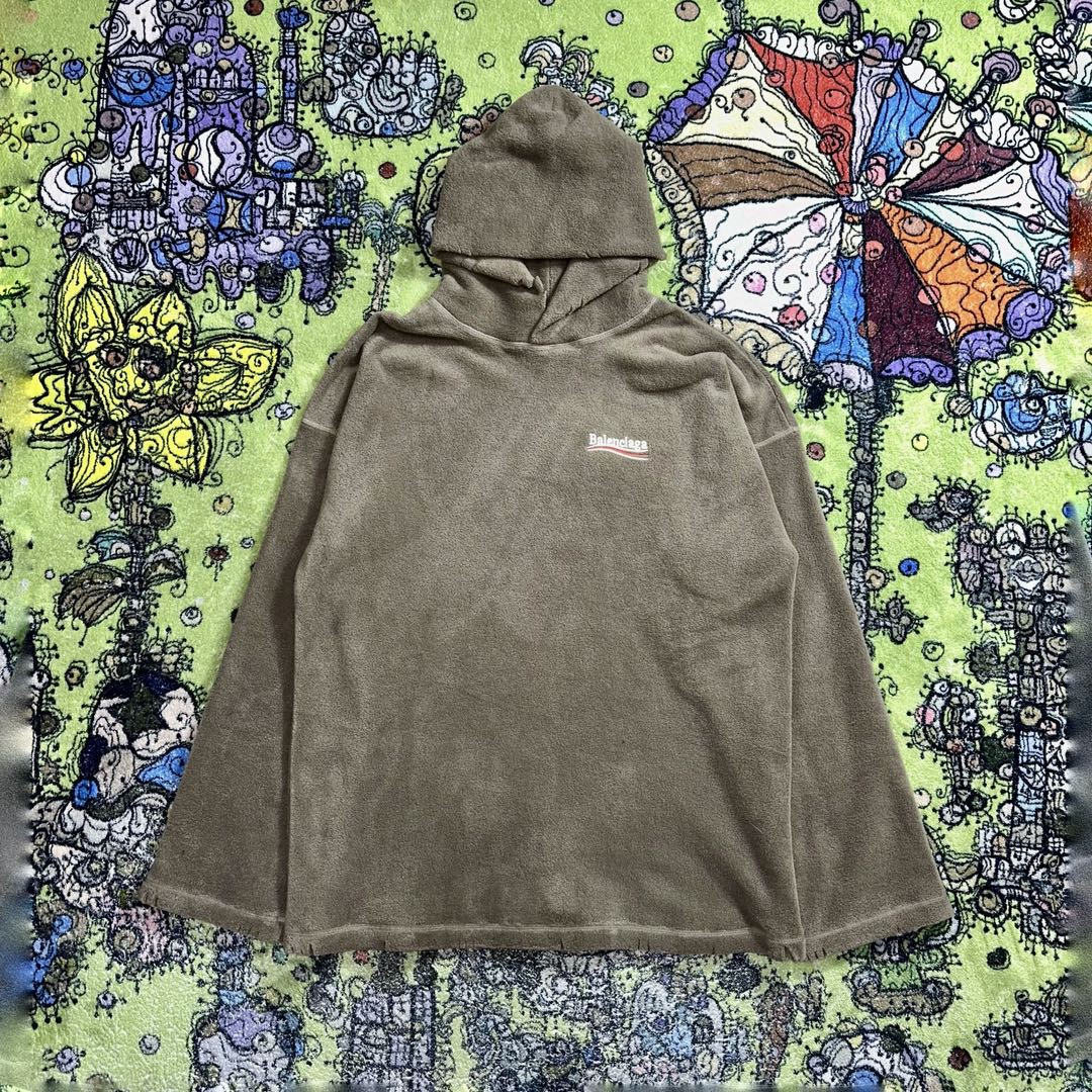 Balenciaga 巴黎世家 字母Logo印花摇粒绒帽衫 卫衣 长袖 秋冬 棕色 