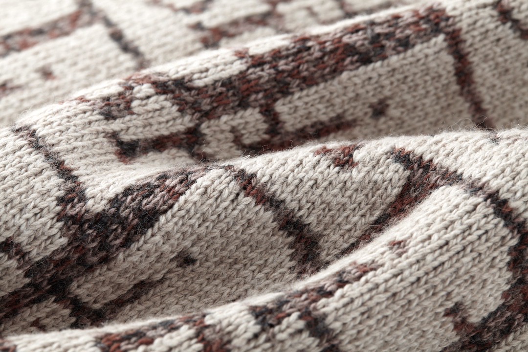 DIOR 迪奥 FW22 Logo图案满印V领针织衫 开衫 毛衣 长袖 棕色