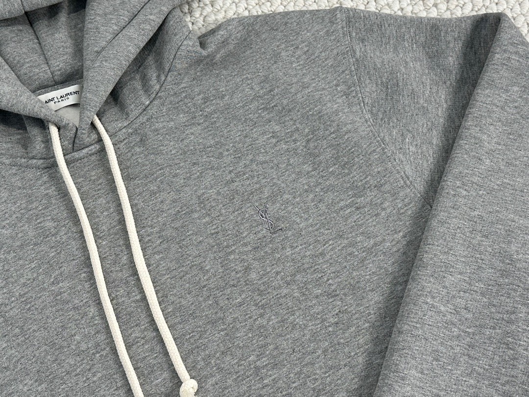 SAINT LAURENT 圣罗兰 纯色连帽卫衣 外套 秋冬款 灰色