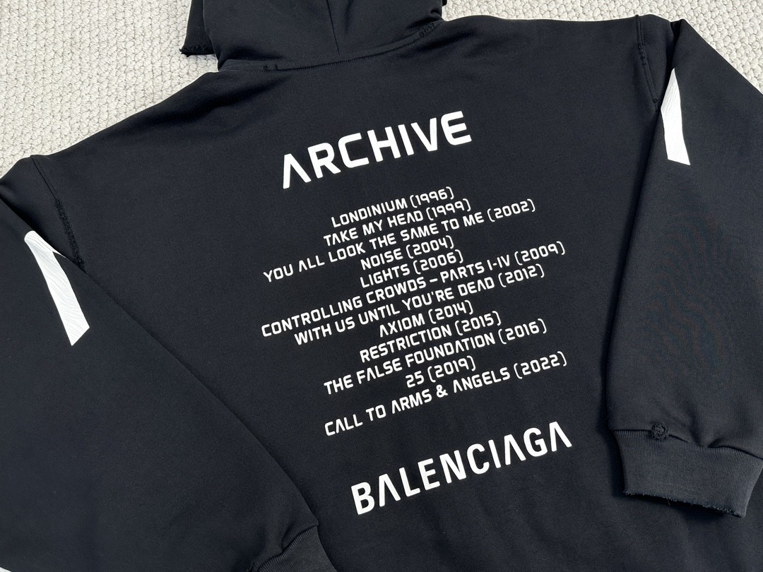 Balenciaga 巴黎世家 Apple Music 限量音乐合作系列字母印花连帽卫衣 长袖 秋冬 男女同款 黑色 744457TQVA61561