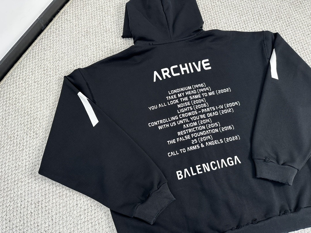 Balenciaga 巴黎世家 Apple Music 限量音乐合作系列字母印花连帽卫衣 长袖 秋冬 男女同款 黑色 744457TQVA61561