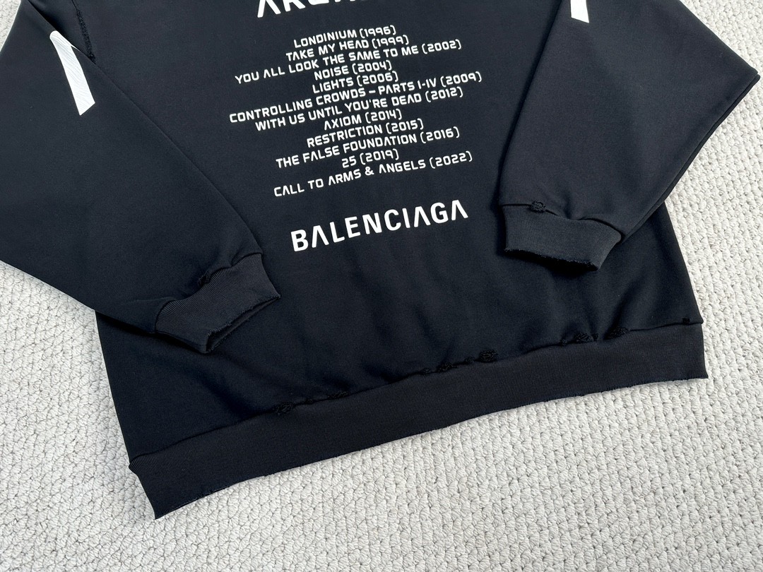 Balenciaga 巴黎世家 Apple Music 限量音乐合作系列字母印花连帽卫衣 长袖 秋冬 男女同款 黑色 744457TQVA61561