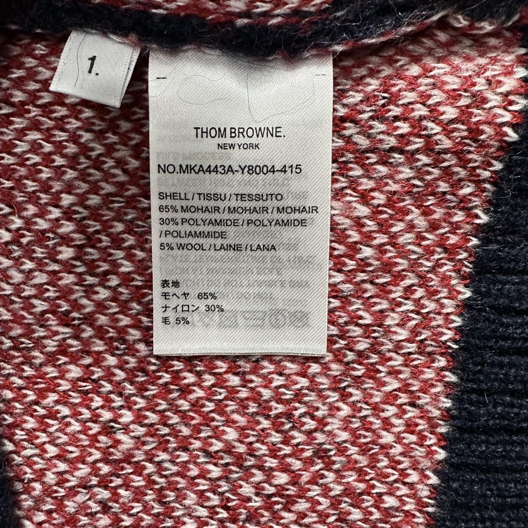 Thom Browne SS23 小狗提花条纹马海毛毛衣 套头 长袖 秋冬款 海军蓝 MKA443A-Y8004-415